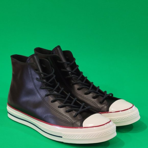 Converse Chuck 70 High Crafted Premium Black Leather Shoes 170093C NWT